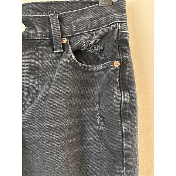 American Eagle Women's 90's Skinny Black Denim Jeans Distressed Size 2R - Picture 2 of 7